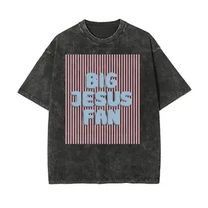 Unisex Big Jesus Fan Unisex Washed T-Shirt Plus Size Shirt Cotton