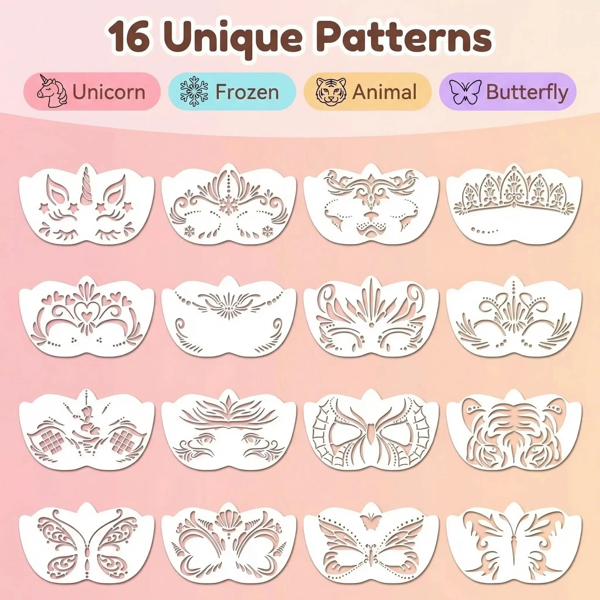 Reusable Stage Makeup Face Painting Templates, Face Painting Stencils, Frozen, Perfect Halloween Costume Gift, Ideal for Role-Playing Parties, Christmas Presents