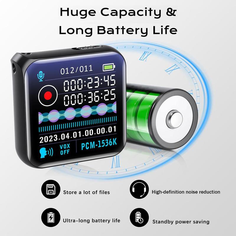 Smart recorder with speech-to-text, HD audio, one-touch recording, simple operation, large memory and long battery life