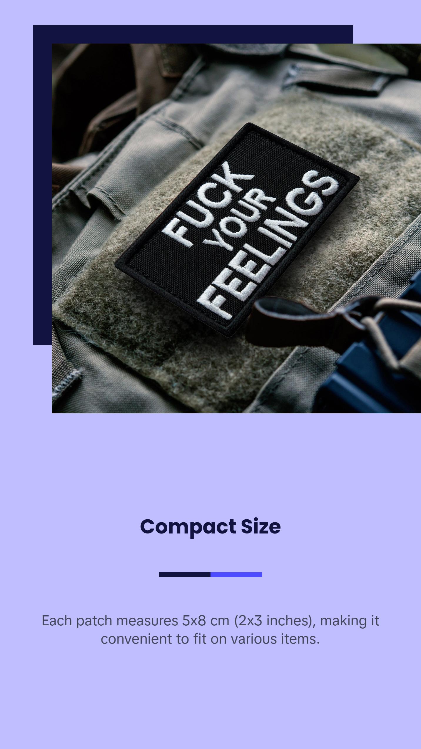 Set of 2 Tactical Patches Fuck Your Feelings Embroidered Hook & Loop Patches