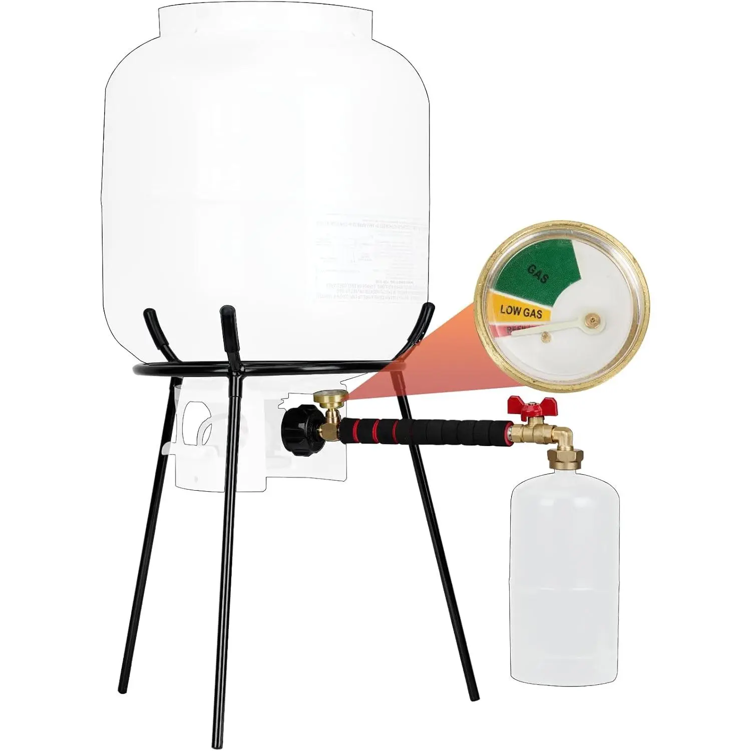 Propane Refill Kit for 1LB Refillable Cylinders, QCC1 Refill Elbow Adapter with Gauges and a Removable Refill Stand - Portable for Outdoor Camping