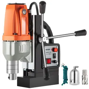 VEVOR Mag Drill, 0 - 300 RPM Stepless Speed Electromagnetic Drill Press, 2 Depth 2 Dia Magnetic Core Drill, 2922lbf Boring Tool Drill Press, 1680 Watts Drill Press, Yellow and Black Drill MachineVEVOR Super Brand Day
