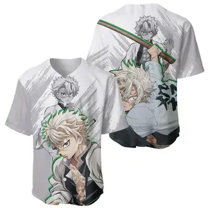 Unisex Sanemi Demon Slayer Baseball Jersey - Anime Cosplay Shirt, Lightweight Breathable Sublimation Print Professional Sports Top