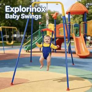 Explorinox 2-in-1 Kids Hanging Swing Seat with Stand, Indoor Outdoor Activity Seat with Adjustable Chain, Easy Assembly and Storage