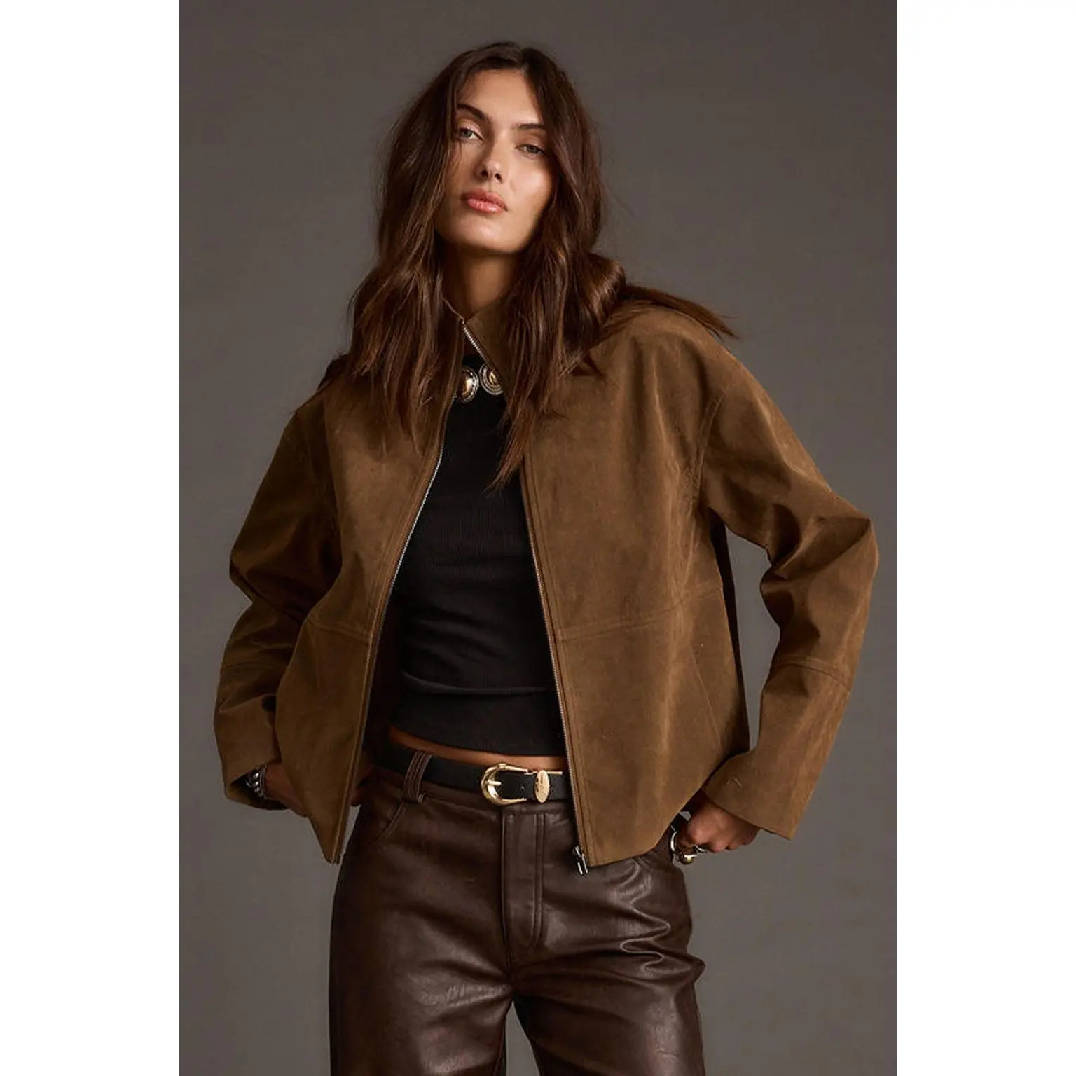Sienna Brown Vegan Suede Jacket Sienna Brown Vegan Suede Jacket