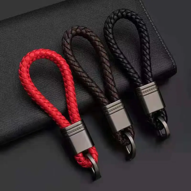 Hand Woven Horseshoe Buckle Leather Rope Keychain, Car Keyring, Car Fashion Key Accessories, Keyring Gifts