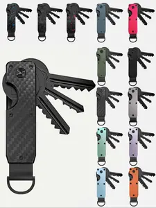 Minimalist Keychain, Heavy Duty Keychain - Compact Metal Key Storage Box With Screwdriver Carbon Fiber Pattern Unisex Key Clip Anti-Scratch Surface, Keys Sleek Light Slim, Durable Key Ring Holder With Gift Box, Gift For Friends, Family