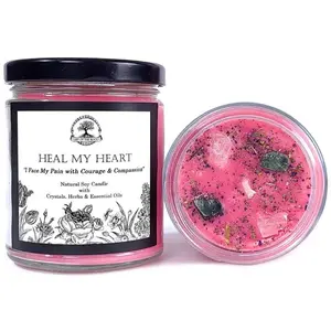 Heal My Heart Soy Affirmation Candle With Crystals for Letting Go, Grief & Loss | Art Of The Root