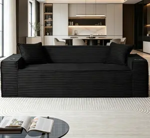 3-Seater Boneless Sofa Couch - No Assembly Needed, Modern Compact Indoor Living Room Furniture for Apartments, Offices