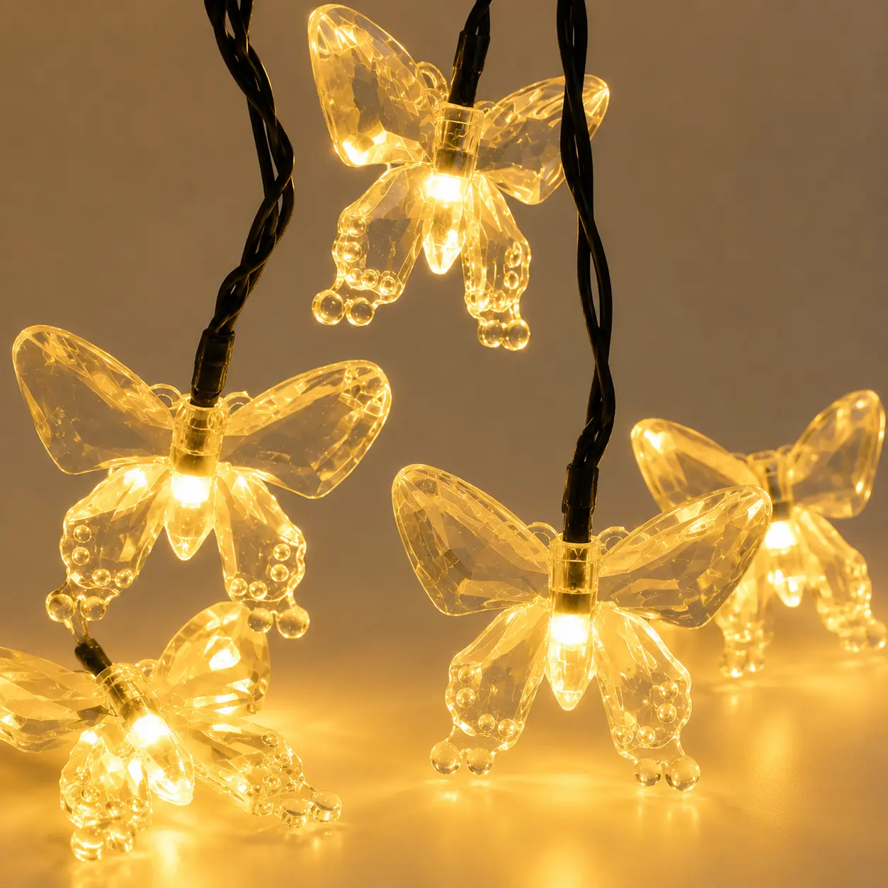 Perfect Holiday Solar Butterfly String Lights Decorative Ambient Lighting Waterproof Outdoor LED