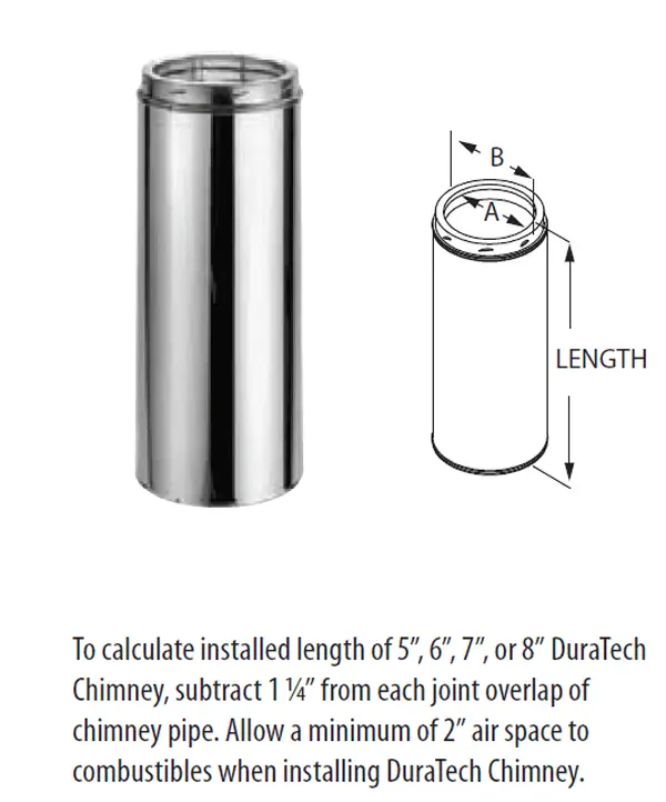 Duravent 8" Diameter Duratech 9" Stainless Steel Chimney Pipe