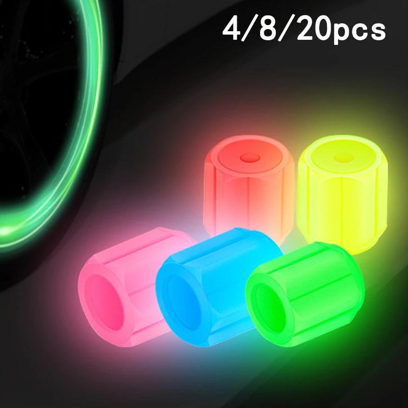 Luminous Tire Valve Caps  Car Motorcycle Glowing Valve Cover Car Tire Wheel Hub Styling Tool Auto Accessories 4/8/20pcs