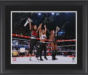 Trish Stratus, Becky Lynch, and Lita WWE Framed Autographed 16" x 20" In Ring Arms Up Photograph - Fanatics Authentic Certified