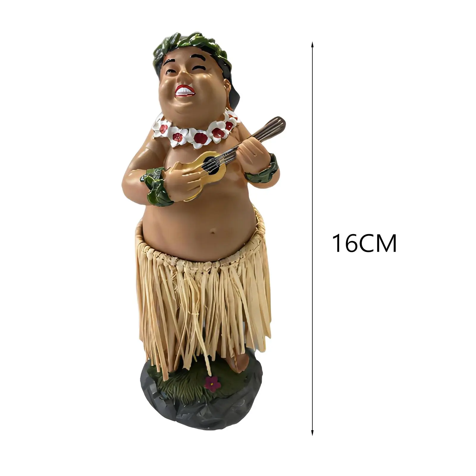 Hawaiian Dancing Girl Posing Dancer Decorations Resin Craft with Guitar Hawaiian Dashboard Bobblehead Doll Souvenir Ornaments