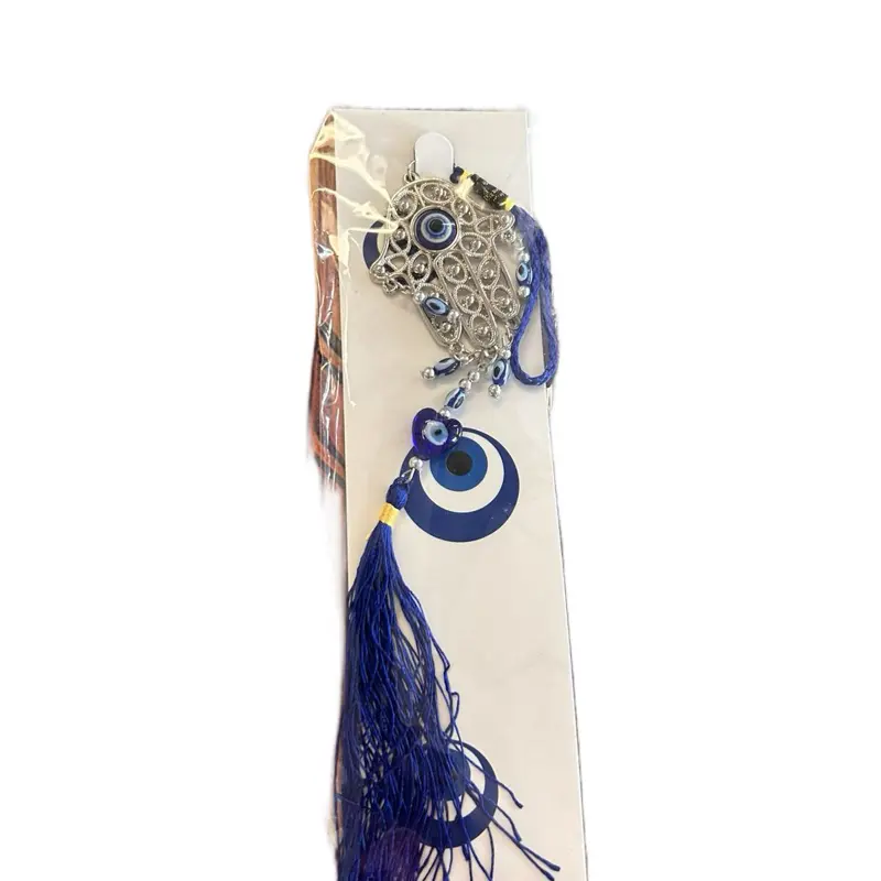 Evil Eye Door Hanger with Blue Tassel and Ornate Design - Decorative Accessory