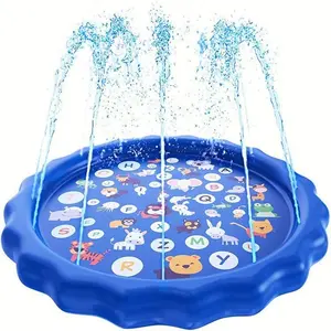 100cm Outdoor Water Play Mat, Inflatable Letter Water Pad for Lawn Beach, Splash Fun Mat, Beach Seat Cushion, Kids Summer Toy
