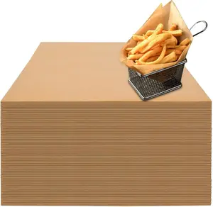 100 PCS Deli Paper Sheets, Food Basket Liners, 12 x 12 Inches, Square Food Grade Paper for Restaurant, Sandwich Wrapping (Kraft)