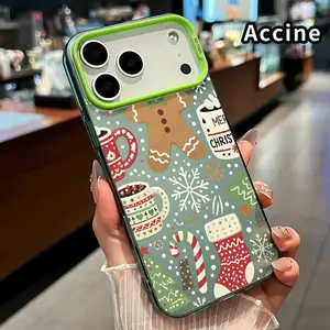 Phone Case for iPhone 17 Pro Max 16 Plus 15 14 13 12 11 Air E Gingerbread Christmas Magic Pattern IMD Hard PC Back Soft Edge Drop-Proof Slim Cover Shell for