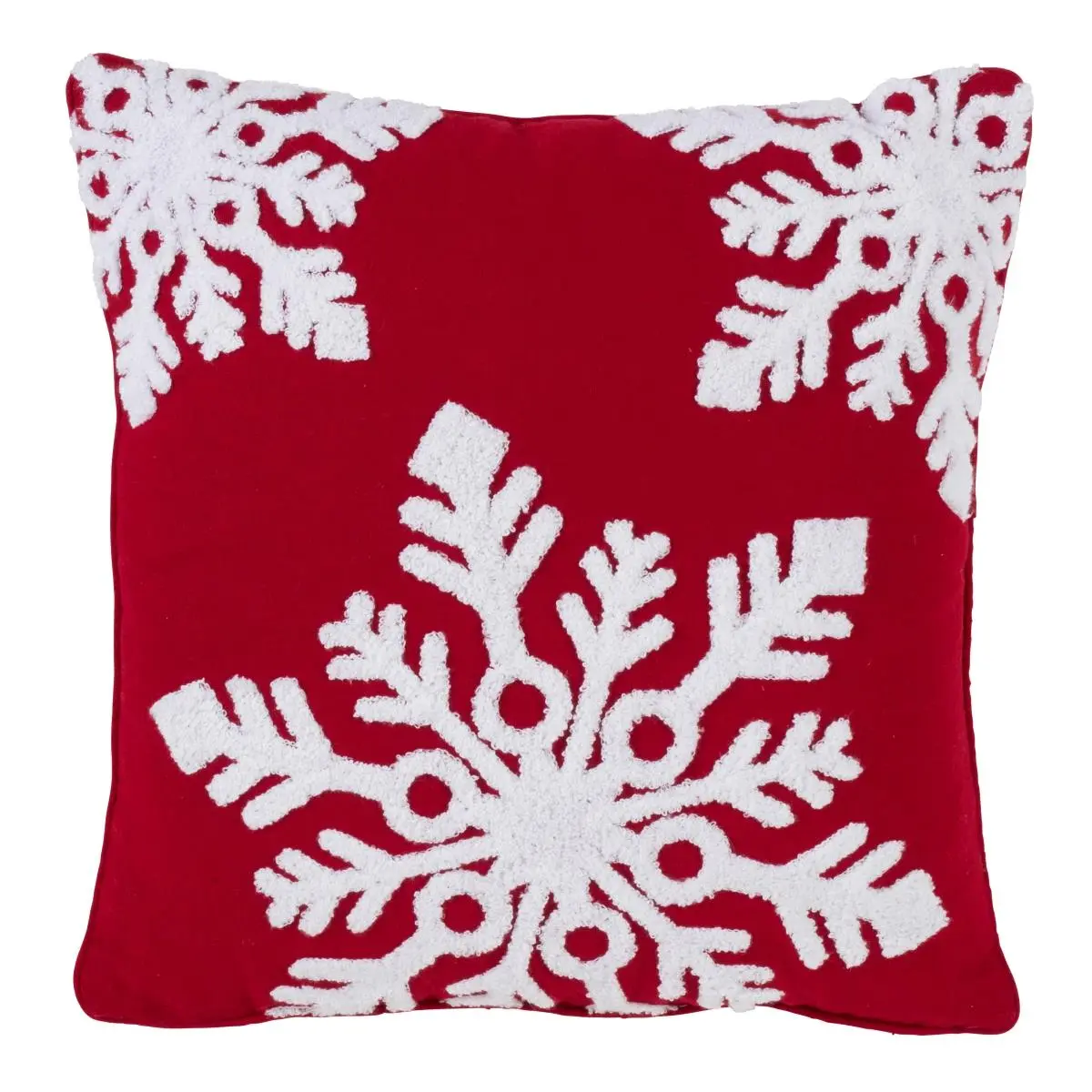 212 MAIN Soft Padded Cushion - Poly-Cotton Blend, Down-Filled, 16-in Square Throw Pillow, Red Holiday-Themed Home Decor Pillow