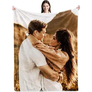 Custom Blanket with Picture Text Personalized Throws Blanket with Photos Customize Blanket Customizable Blankets Customized Gifts for Mom Dad Couple Girlfriend Boyfriend Wife Husband