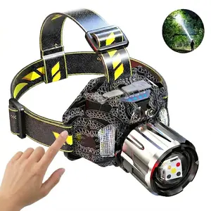2026 Upgraded 5-Color LED Headlamp Rechargeable -  Waterproof Adjustable Focus Headlight with 4 Modes, 90° Beam Angle for Hard Hats, Camping, Hiking, Outdoor Exploration - Perfect  Gift for Adults (USB-C Charging)