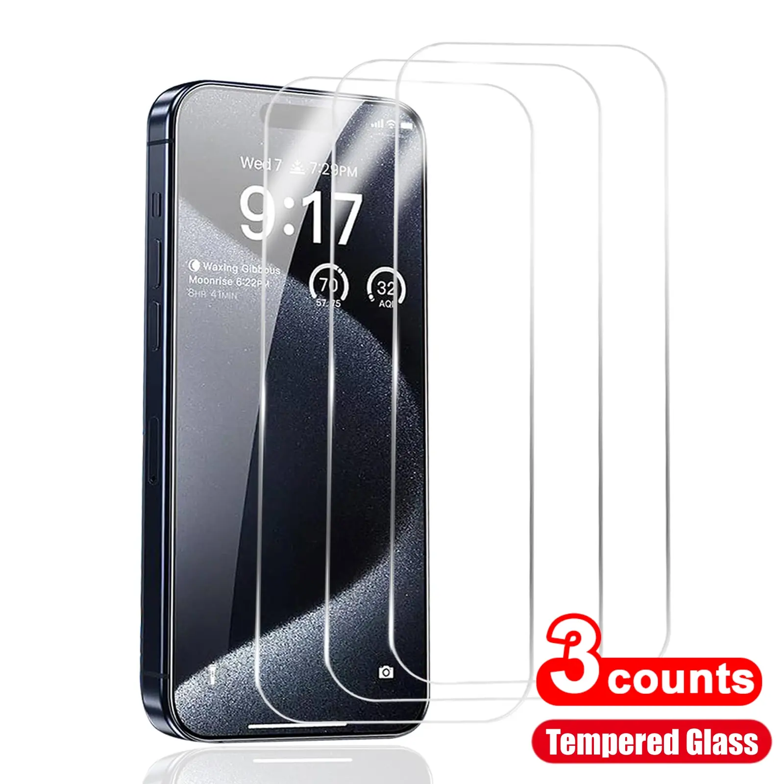 3 Pack iPhone Screen Protectors for iPhone 15 Pro Max 14 Pro 13 12, HD Clear Transparent Protective Tempered Glass Film, Perfect Gift for Birthdays & Holidays, Cellphone Accessories, Smartphone
