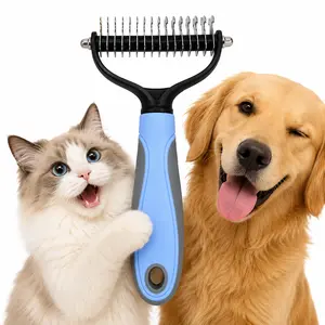 2-Pack Pet Grooming Cumb for Dogs & Cats, Double-Sided Dematting and Deshedding Undercoat Rakes for Mats, Tangles and Loose Fur.Pet Grooming Brush