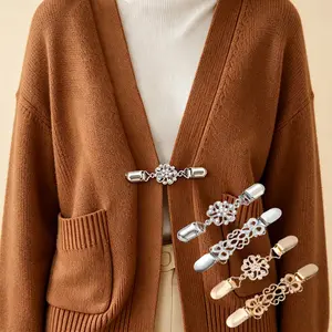 Elegant Vintage Sweater Shawl Adjustable Clips Set of 2, Knitted Cardigan Collar Fasteners, Spring & Fall Fashion Accessories