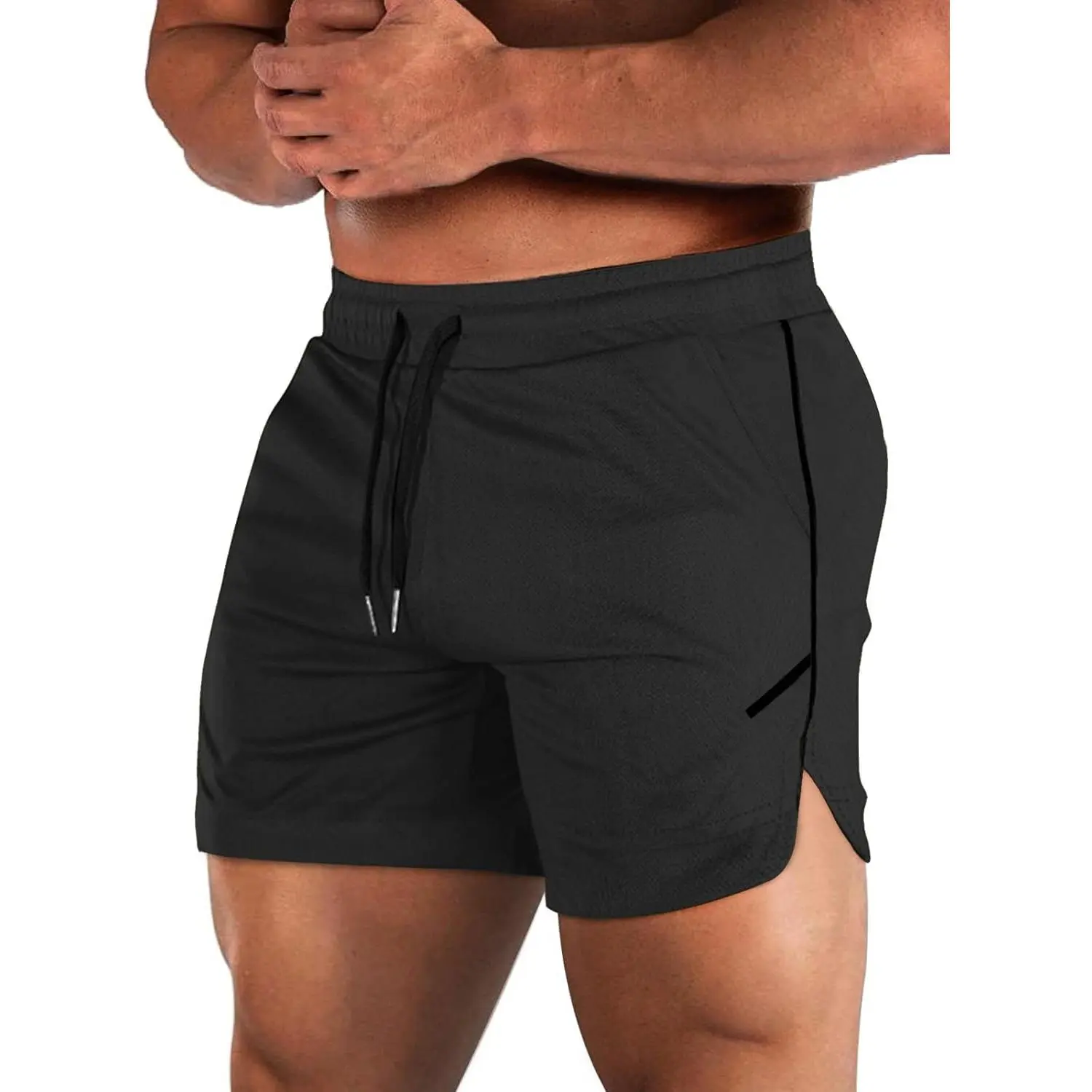 Mens Workout Shorts with Zip Pocket 5" Lightweight Gym Running Shorts Linerless Bodybuilding Athletic Shorts