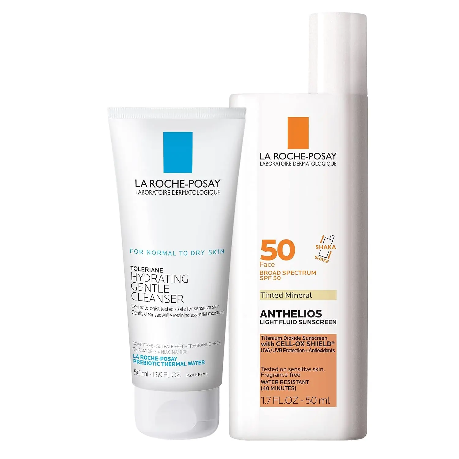 La Roche-Posay Skin Care Set, Tinted Sunscreen SPF 50 & Cleanser |   Anthelios tinted mineral sunscreen with titanium dioxide and travel-size Toleriane gentle face wash. Gift set.