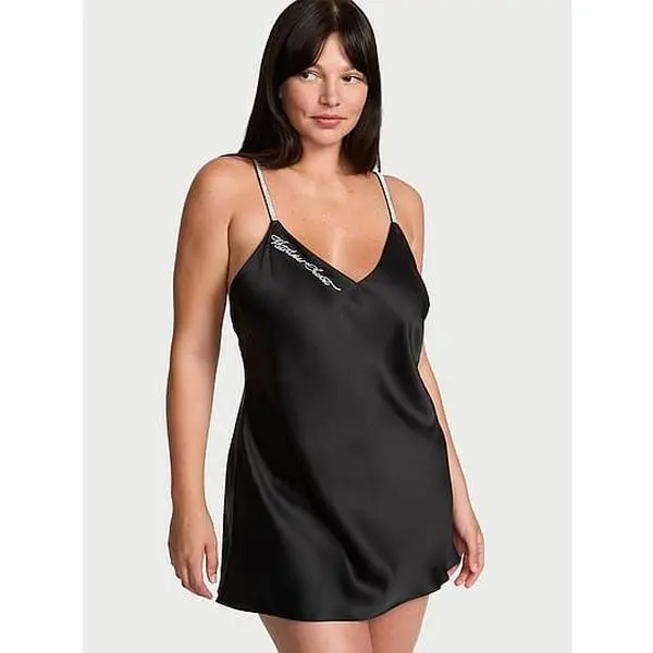 Victoria's Secret Shine Script Satin Mini Slip Dress