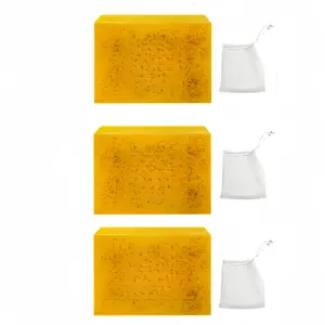 [BUY 1 GET 2 FREE] Lemon Turmeric & Kojic Acid Soap Bar, Summer Acne Face & Body Wash for Men & Women, Daily Skincare Cleanser Sets with Soap Saver Bags, Christmas Gift