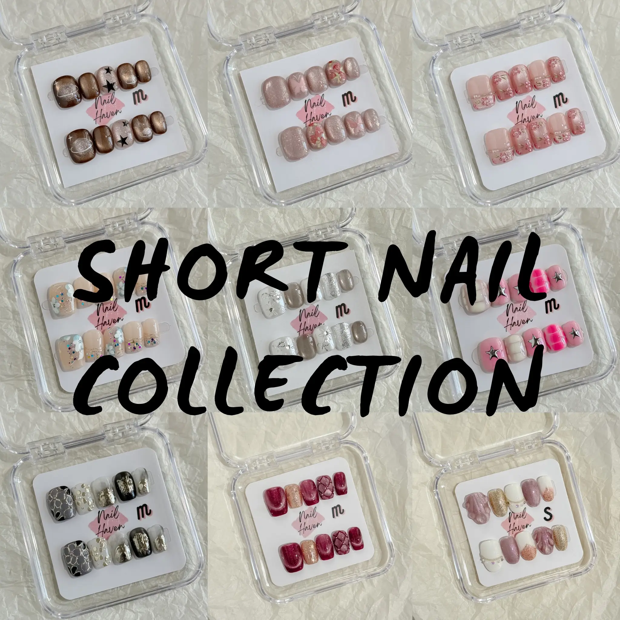 NailHaven| short nail collection |handpainted cute designs | short nails | acrylic press-on| fake nails |Handmade | high quality Press on nails 10 pcs