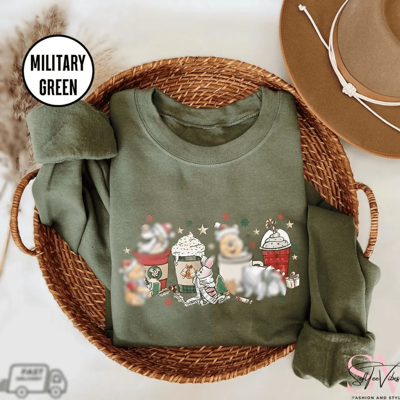 Retro Bear Friends Merry Christmas Latte Shirt, Holiday Graphic Tee, Christmas Crewneck Sweatshirt, Family Vacation Shirt, Winter Gift for Women Men