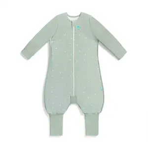 Love to Dream Long Sleeve Sleep Suit - Cotton Fleece 1.5 TOG Olive Twigs - 3Y: Two-Way Covered Zipper, Botanical Pattern, Knit, Breathable Fabric