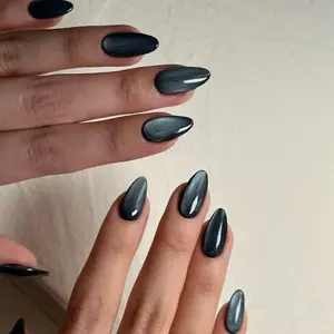 Blue Gradient Cat Eye Nail Art Kit, Easy Peel off Jelly Glue Set, High Gloss Gradual Color, Waterproof Durable, Women Daily Home DIY Manicure