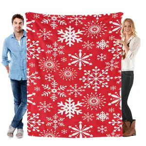 Christmas flannel blanket, soft red plush wool comforter, suitable for sofas, beds, and lounge chairs as a cozy blanket. It is an ideal gift for children, adults, wives or oneself. For house decoration and holiday decoration.