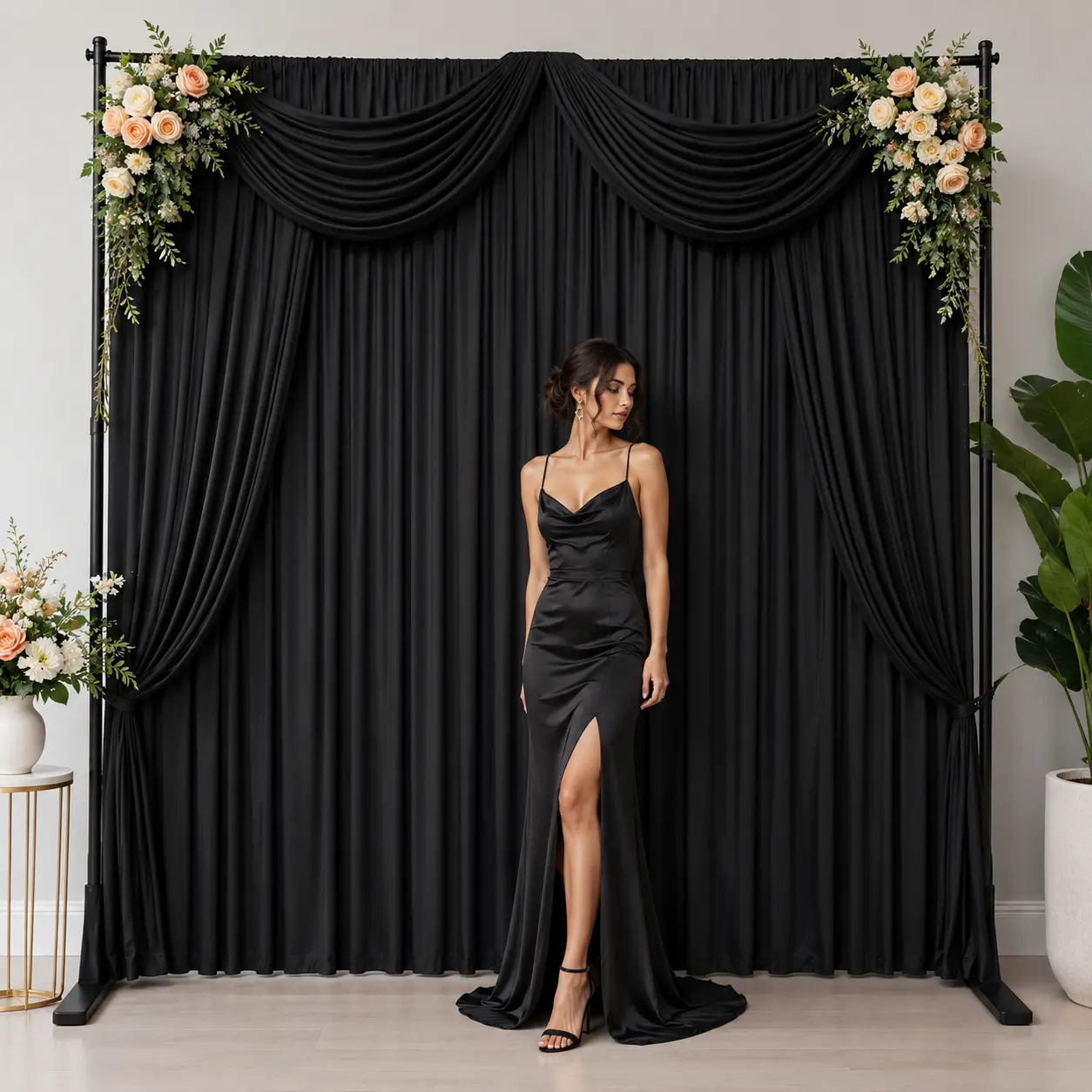 Wrinkle-Free Polyester Backdrop Curtain Set - 6-Pack 5x7ft/5x10ft Fabric Panels for Photoshoot, Wedding, Home Decor, Banners, summerwins Mid Year Sale Background