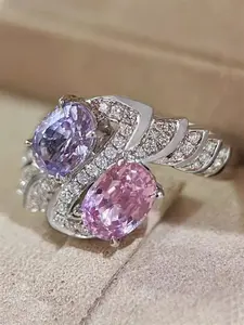 1 PC Cute Cubic Zirconia Ring For Women For Wedding Engagement Party Jewelry Valentine's Day Gift Solitaire Stackable Rings Artificial Zircon Ring