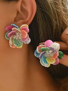 Cute Flower Design Dangle Earrings, Fashionable Jewelry for Women, Daily Clothing Decor, Trendy All-match & Exquisite Jewelry for Birthday Gift, Casual Earring Clip