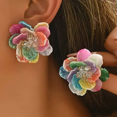 Cute Flower Design Dangle Earrings, Boho Fashionable Jewelry for Women, Daily Clothing Decor, Trendy All-match & Exquisite Jewelry for Birthday Gift, Casual Earring Clip, Beachy Earrings
