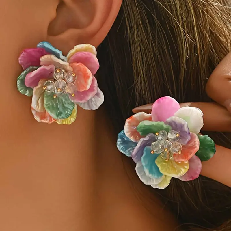 Cute Flower Design Dangle Earrings, Boho Fashionable Jewelry for Women, Daily Clothing Decor, Trendy All-match & Exquisite Jewelry for Birthday Gift, Casual Earring Clip, Beachy Earrings