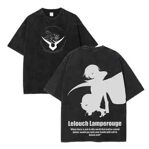 Lelouch Lamperouge Classic Code Geass Essential T-Shirt Vintage Washed Streetwear, Unisex Top Menswear Oversized Gamis