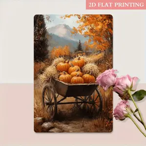 Autumn Harvest Pumpkin Metal Sign for Rustic Fall Decor Perfect for Thanksgiving and Farmhouse Style Wall Art
