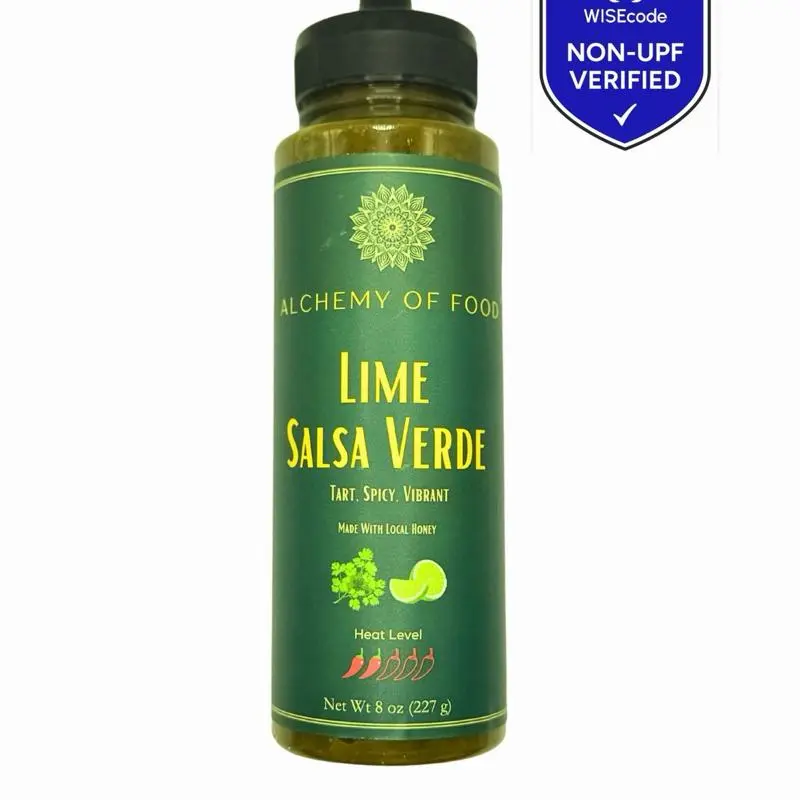 The Flavorsmith Salsa Verde Sauce - Local Honey-Infused, Fresh Ingredients, Caffeine-Free, Cholesterol-Free, Lime-Included, Certified Organic, Vegetarian-Friendly, 8oz (227g) Ambient Cooking Dip