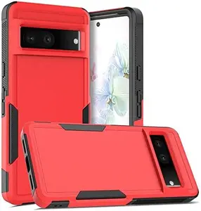 Phone Cases for Google Pixel 7 Case, Pixel 7 Case, Shock Absorption Hybrid Double Layer Rubber Case Full-Body Protective Case Cover for Google Pixel 7 (Red)
