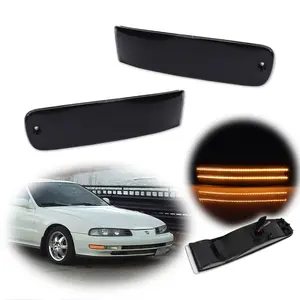 2pcs Smoke Amber LED Front Bumper Outer Turn Signal lamps Light For 1992-1996 Honda Prelude,Replace OEM 33850SSOA01, 33800SSOA02, 33800SSOA01, HO2550123, HO2550122, HO2551123, HO2551122