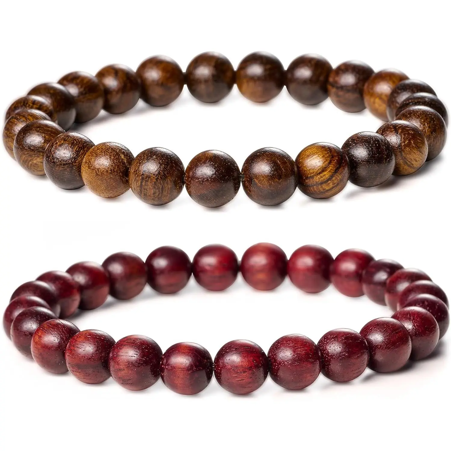 8mm Tiger Skin Wood & Rosewood (Prayer Beads)