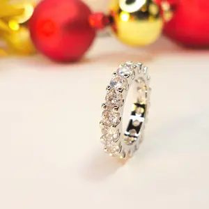 5 CT Brilliant Cut Moissanite Full Eternity Wedding Band Ring Sterling Silver Size 7