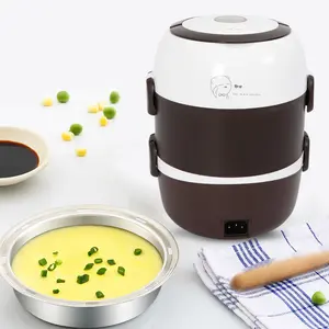 Electric Insulated Lunch Box 2L 200W 110V US Plug 3 Compartments 360° Steam Heating with Cutlery Thermal Bag for Office Picnic Kitchenware (Kitchen Gadgets) Bpa Free Plastic White